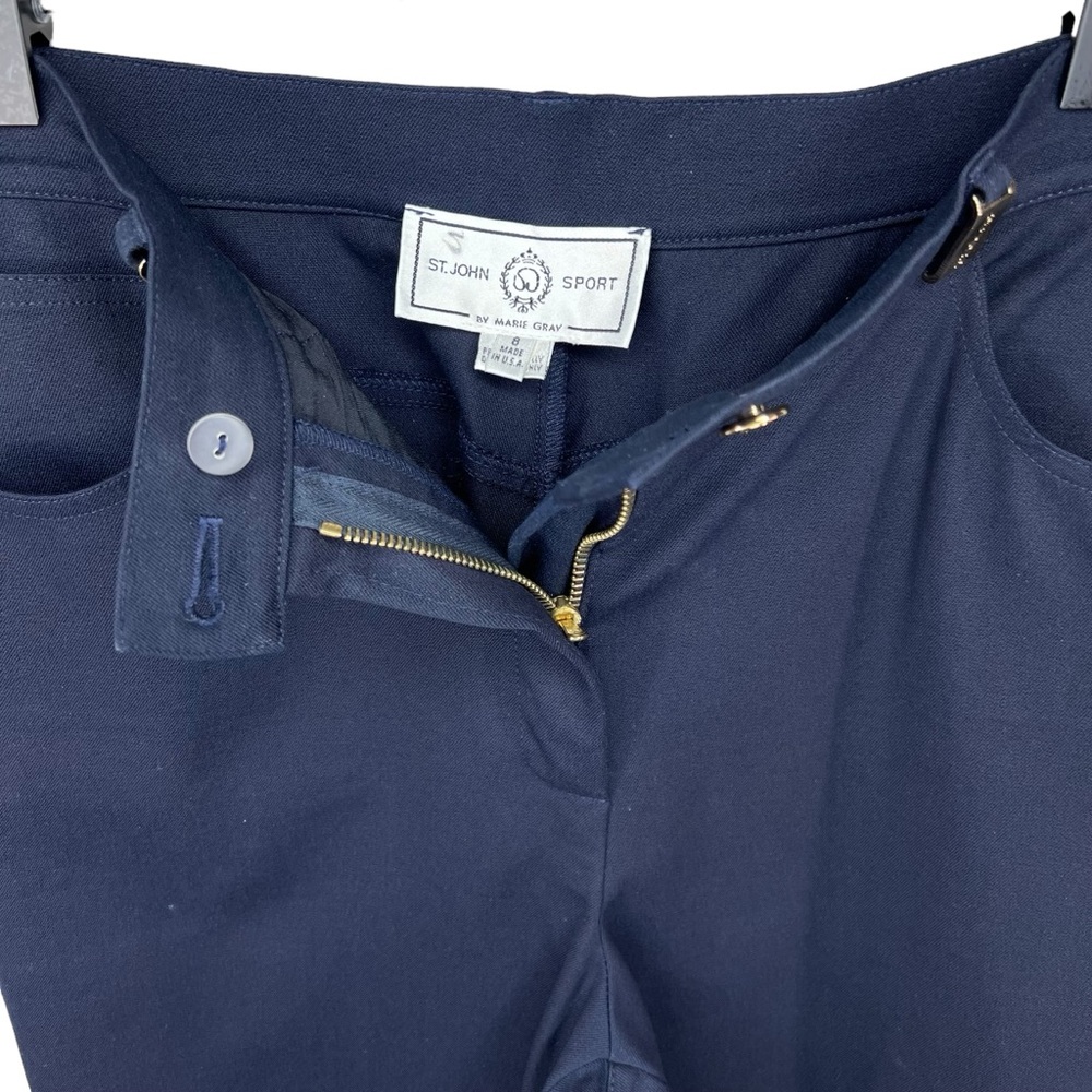 St John Sport Navy Straight Leg Pants Gold Accents 8 - Picture 4 of 6
